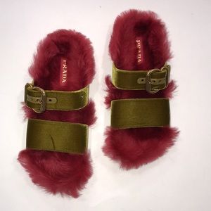 prada fur lined sandals